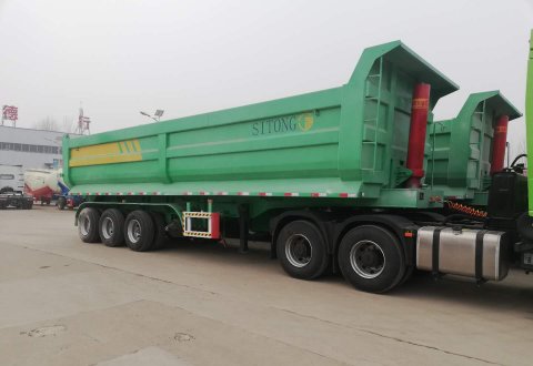 "U" shape 3axles 40m3 70-100t dump trailer with HYVA cylinder 